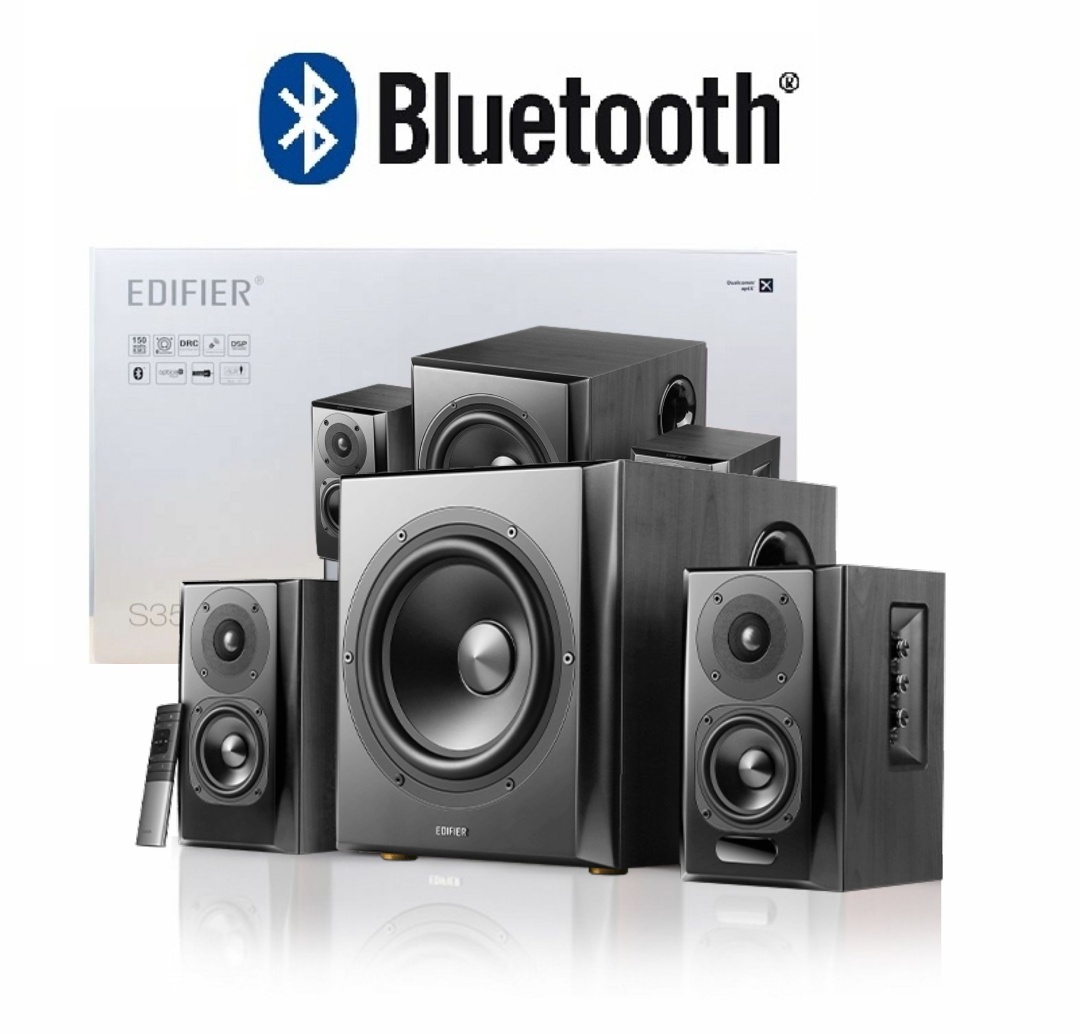 Parlantes Edifier 2.1 S351DB bluetooth Elegante terminación.