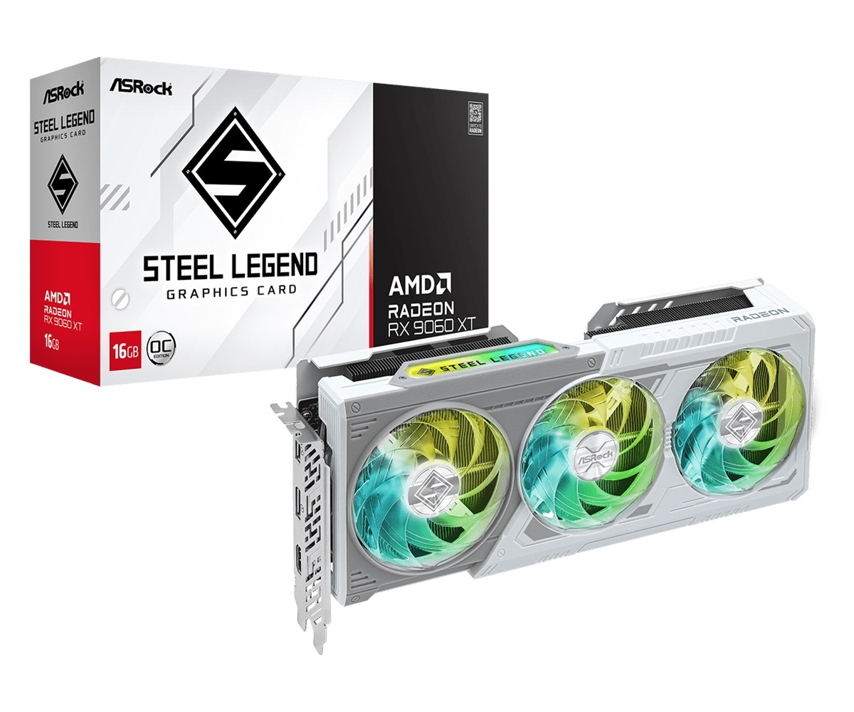 Tarjeta Video Asrock RX9060XT Steel Legend 16GO 16GB Memoria GDDR6